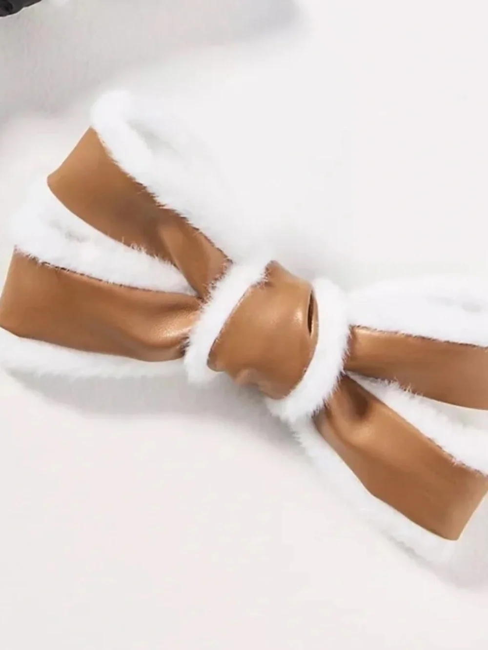 NWT Anthropologie Tan Faux Leather Bow Barrette